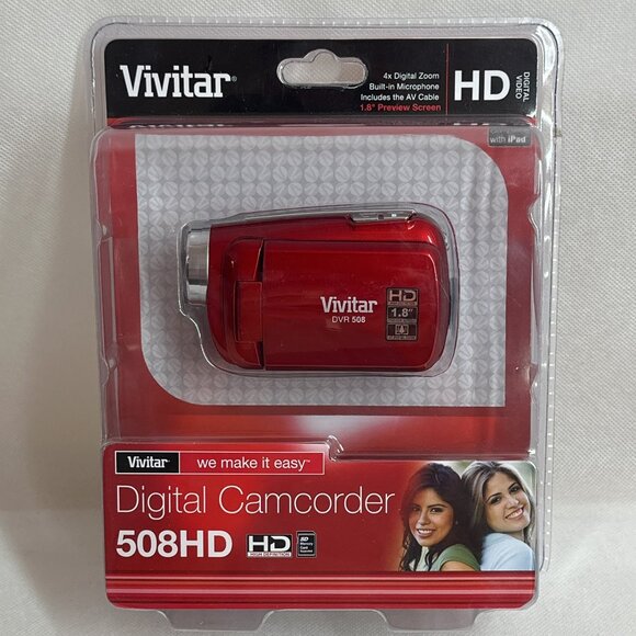 New in Package Vivitar HD Digital Camcorder DVR508HD-RED - Picture 1 of 3